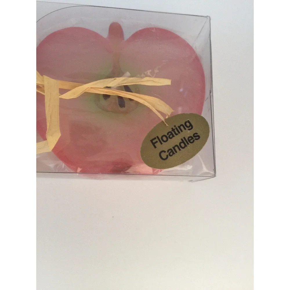 New Set Of 3 Fall Floating Half Apple Wax Candles,‎ NOS, Great For Fall Decor